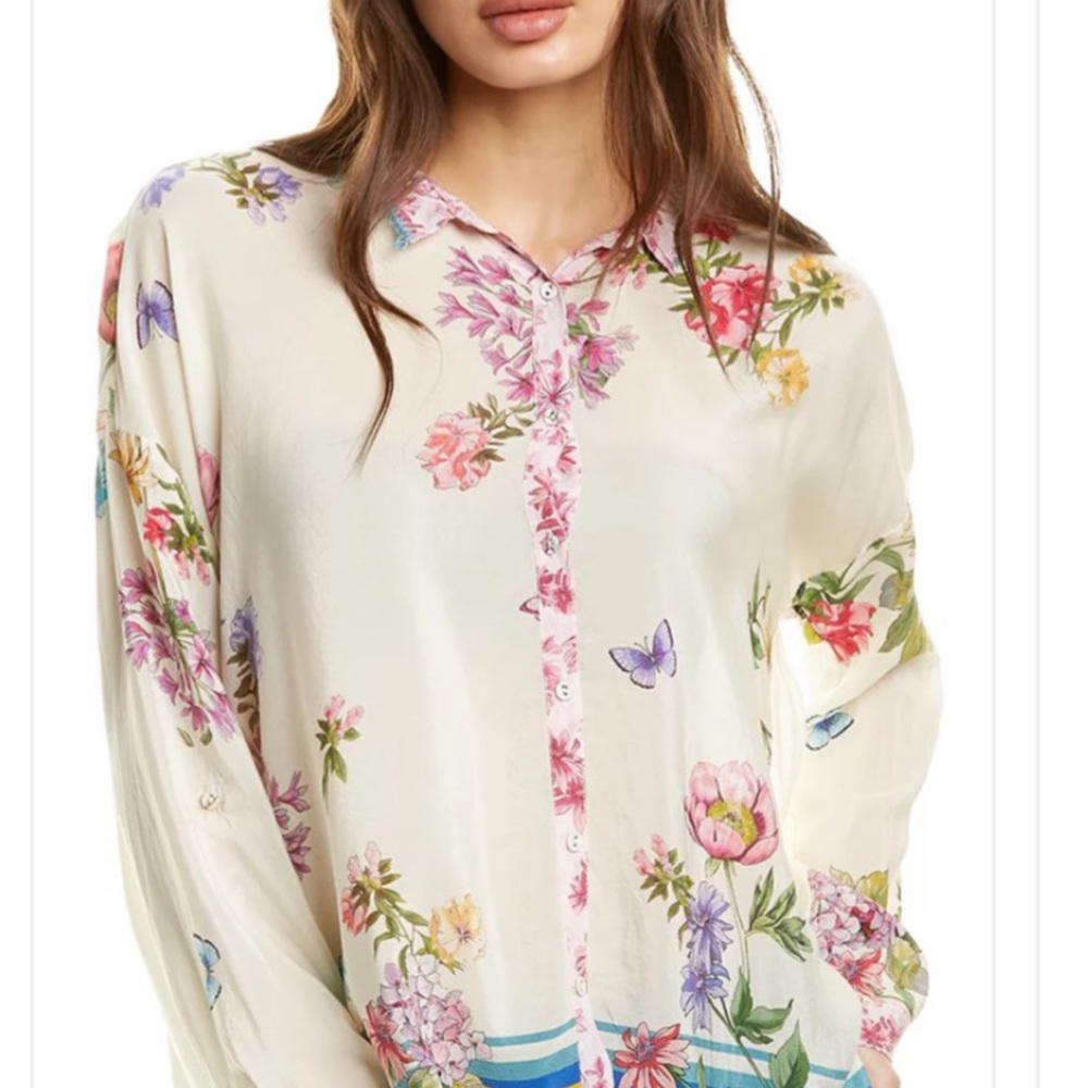 TODAY ONLY 👇💰Johnny Was Wilton 100% silk button down blouse M